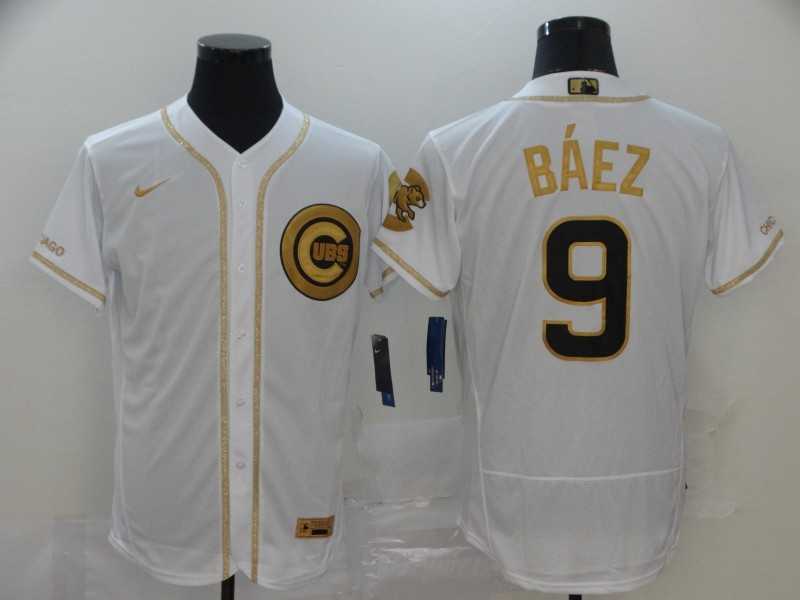 Cubs 9 Javier Baez White Gold Nike Flexbase Jersey,We sell and wholesale Cubs 9 Javier Baez White Gold Nike Flexbase Jersey on line form chian!